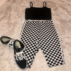 Black and White Checkered Biker Shorts